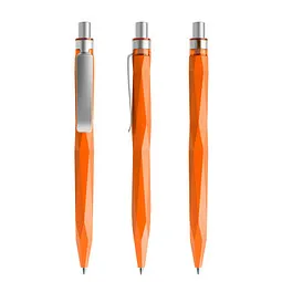 prodir prodir® Druckkugelschreiber QS20 PMS Push, blaue Mine, orange/silber satiniert, Silber / orange, – Produktbild 1 von 1