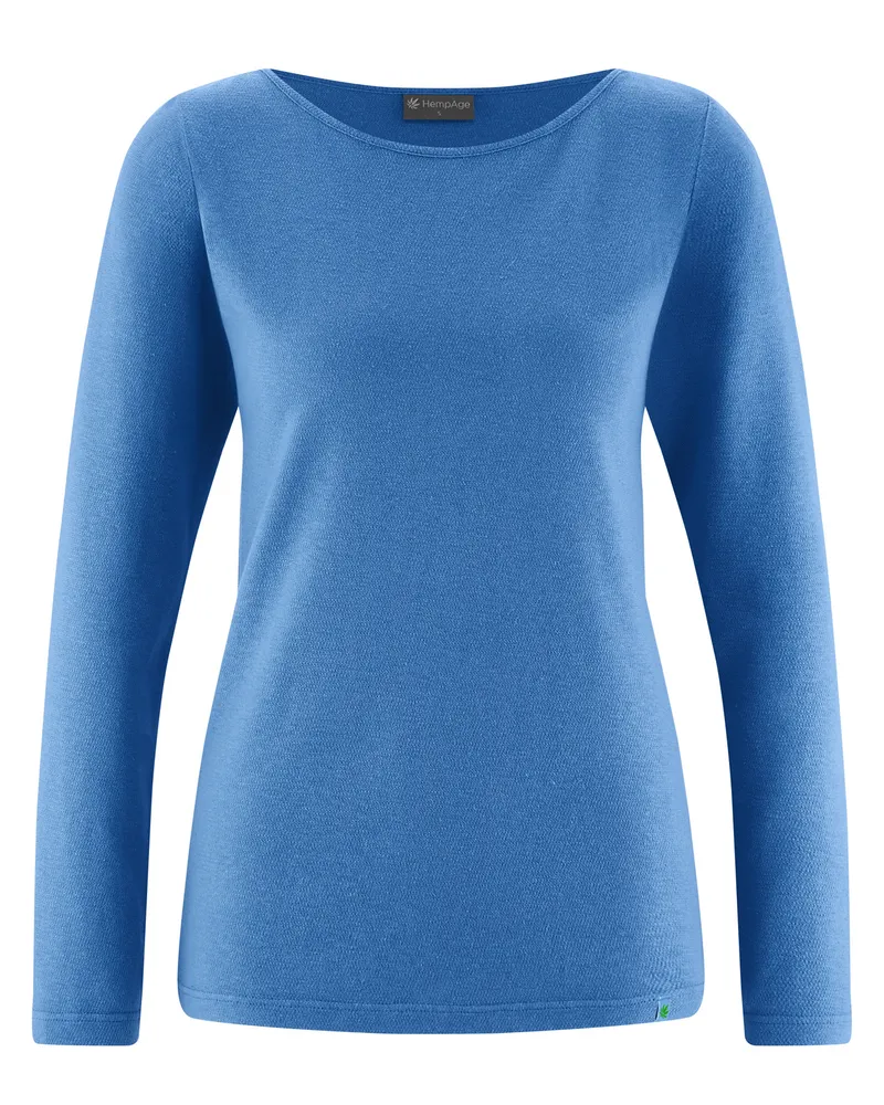 HempAge Hempage Damen vegan Langarm Top In Ozeanblau, Blau, – Produktbild 1 von 4