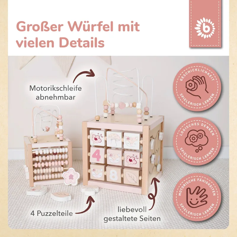 Bieco Bieco Bieco Motorikwürfel Reh Ella XXL nachhaltiges Holz FSC® | Spielwürfel Baby | Motorikwürfel ab 1 Jahr Activity Würfel Activity Center Montessori – Produktbild 2 von 3