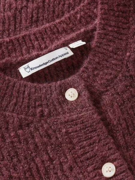 KnowledgeCotton Apparel KnowledgeCotton Apparel Strickweste Soufflé yarn, Burgundy, – Produktbild 3 von 3