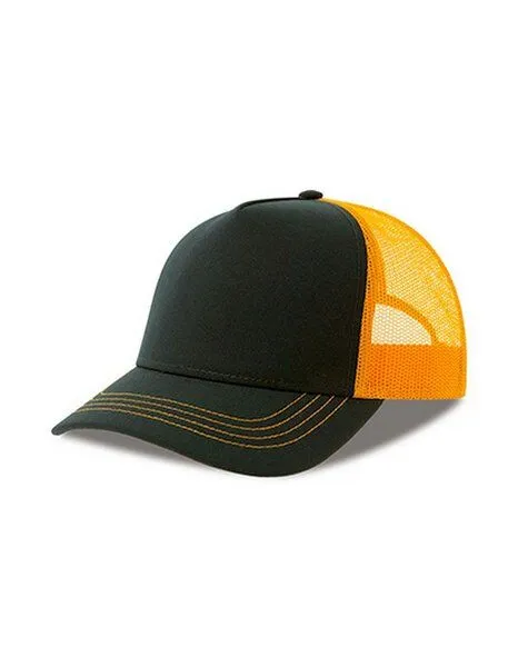 Atlantis Headwear Atlantis Headwear Freizeit-Truckercap aus recyceltem Polyester-Segeltuch, Navy/gelb, – Produktbild 1 von 2