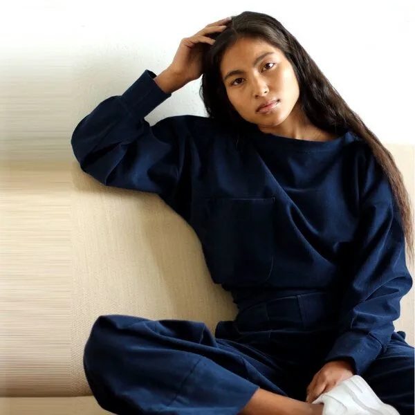 ManduTrap ManduTrap Pullover aus Cord / Biobaumwolle (kbA) in blau oder grün, Blau, – Produktbild 2 von 4