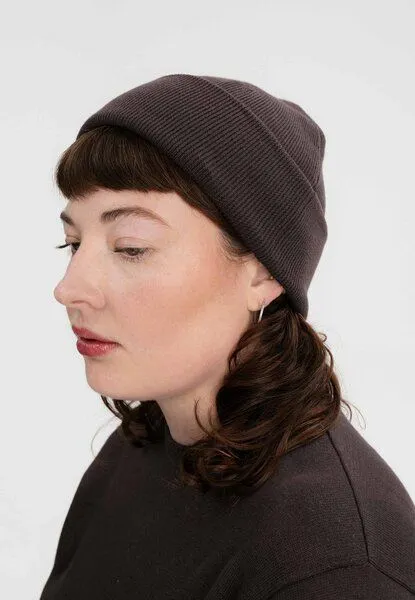 MELA MELA Feinstrick Mütze Style HIMMAT aus 100% Bio-Baumwolle, Dunkelbraun, – Produktbild 4 von 4