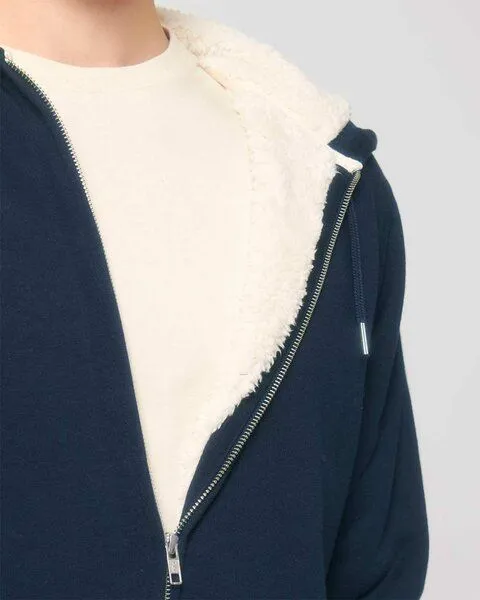 YTWOO YTWOO Sherpa Hoodie, Unisex, Zip-through, nachhaltig, Bio-Baumwolle, Navyblau, – Produktbild 2 von 4