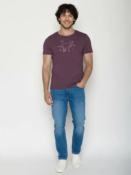 GreenBomb GREENBOMB Bike Crop Guide - Sportliches T-Shirt aus Bio-Baumwolle / hochwertiger Print / GOTS / Fair & Vegan, Lila (berry bark), – Produktbild 3 von 4