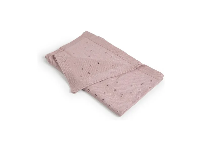 HANS NATUR HANS NATUR Babydecke Lochmuster Blume, 80x100 cm, Rosa, – Produktbild 1 von 2