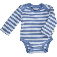 HANS NATUR Baby Langarmbody Bio-Baumwolle blau-off white Gr.74/80, Mehrfarbig, – Produktbild 1 von 1