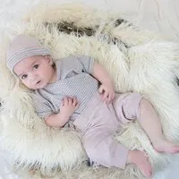 OrganicEra Baby S/S Kimono Body gestreift 'OrganicEra' aus Bio-Baumwolle, Rosa, – Produktbild 1 von 1