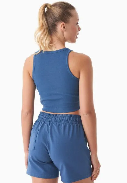 ORGANICATION ORGANICATION SONNIA | Cropped Rib Top aus Bio-Baumwolle, Light navy, – Produktbild 3 von 4