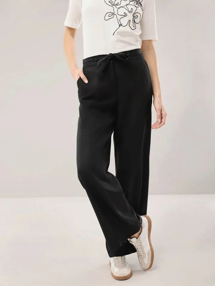 Walbusch Marlene-Hose Damen Marlene aus kühlendem Gewebe Regular Fit inklusive Gürtel, modisch, pflegeleicht, Schwarz, – Produktbild 1 von 4