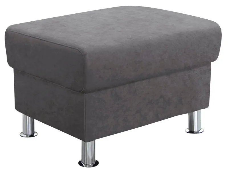 TRENDMANUFAKTUR Hocker Rondo 67 cm, Fußhocker, komfortabel, Federkern optional, Chromfüße, Fußhocker wahlweise mit Federkern, in verschiedenen Bezügen bestellbar, Grau, – Produktbild 1 von 5