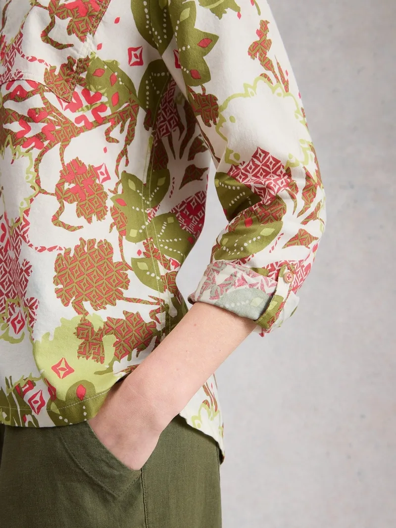 White Stuff Bluse Sophie aus Bio-Baumwolle - 48, Grün print, – Produktbild 3 von 4