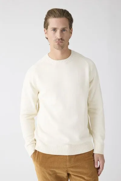 KnowledgeCotton Apparel KnowledgeCotton Apparel Strickpullover CREW NECK aus Bio-Baumwolle, Weiß (egret), – Produktbild 2 von 3