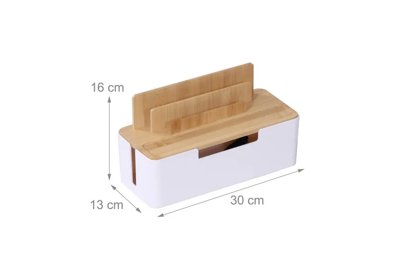 RELAXDAYS RELAXDAYS Kabelbox mit Handyhalter, (7-tlg), Braun|weiß, – Produktbild 4 von 5