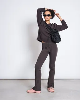 JAN N JUNE JAN 'N JUNE Damen vegan Leggings Flared Schlammbraun – Produktbild 1 von 1