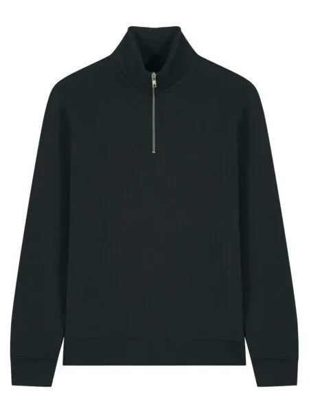 YTWOO YTWOO Basic Unisex Quater-Zip-Sweatshirt Nachhaltig, Schwarz, – Produktbild 2 von 4