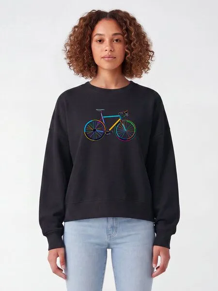 watapparel watapparel Sweatshirt Frauen Fahrrad by night, Black, – Produktbild 2 von 2