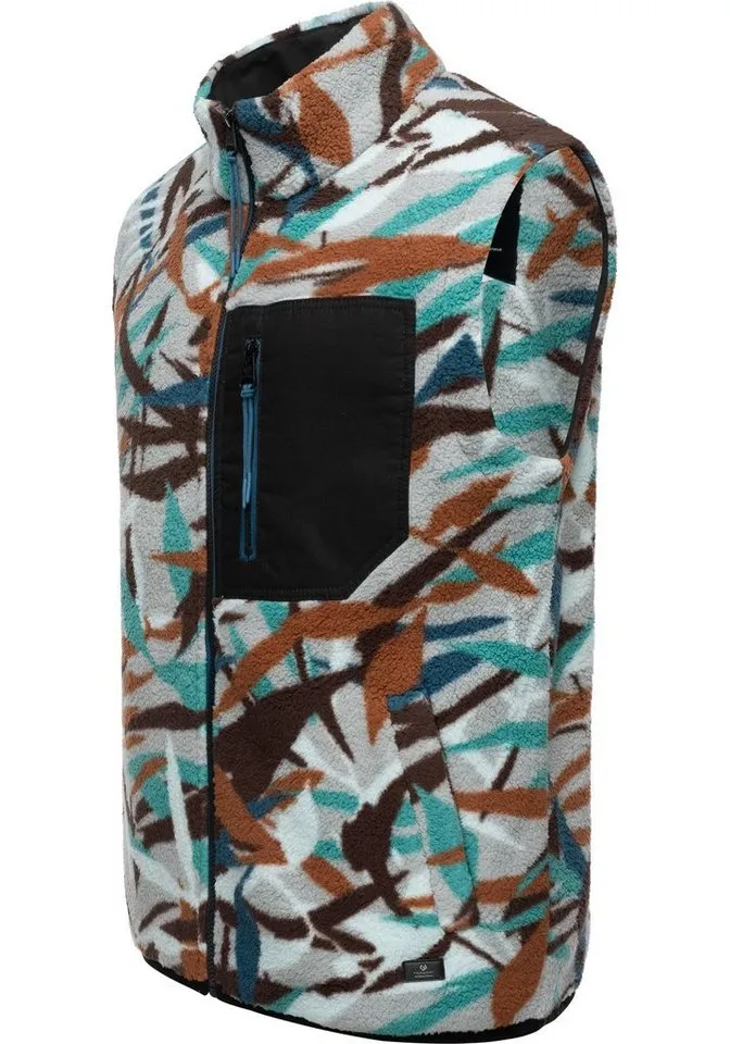 ragwear ragwear Fleeceweste Collsy Vest Gemusterte Herren Fleecejacke mit hohem Kragen, Blau, – Produktbild 2 von 3