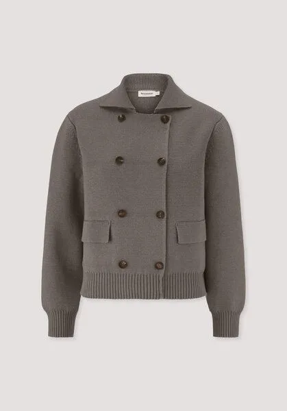 hessnatur hessnatur Strickjacke Relaxed aus Bio-Baumwolle mit Schurwolle, Silbergrün, – Produktbild 4 von 4