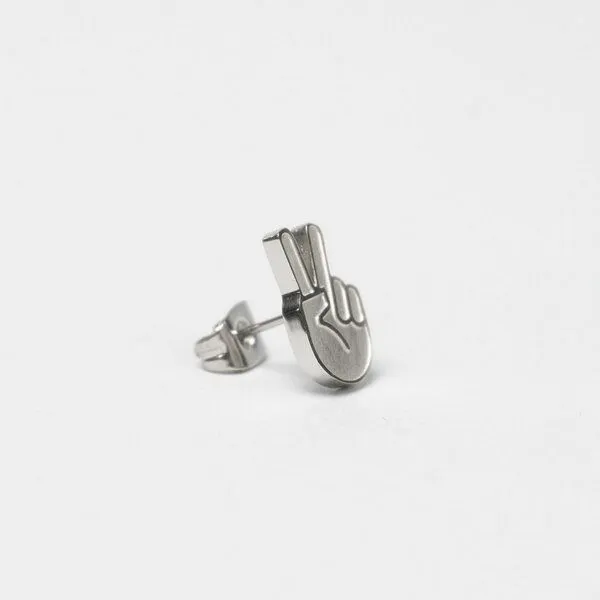 Fyngers Fyngers Ohrstecker aus chirurgischen Edelstahl hochglanzpoliert PEACE, Silber, – Produktbild 6 von 6
