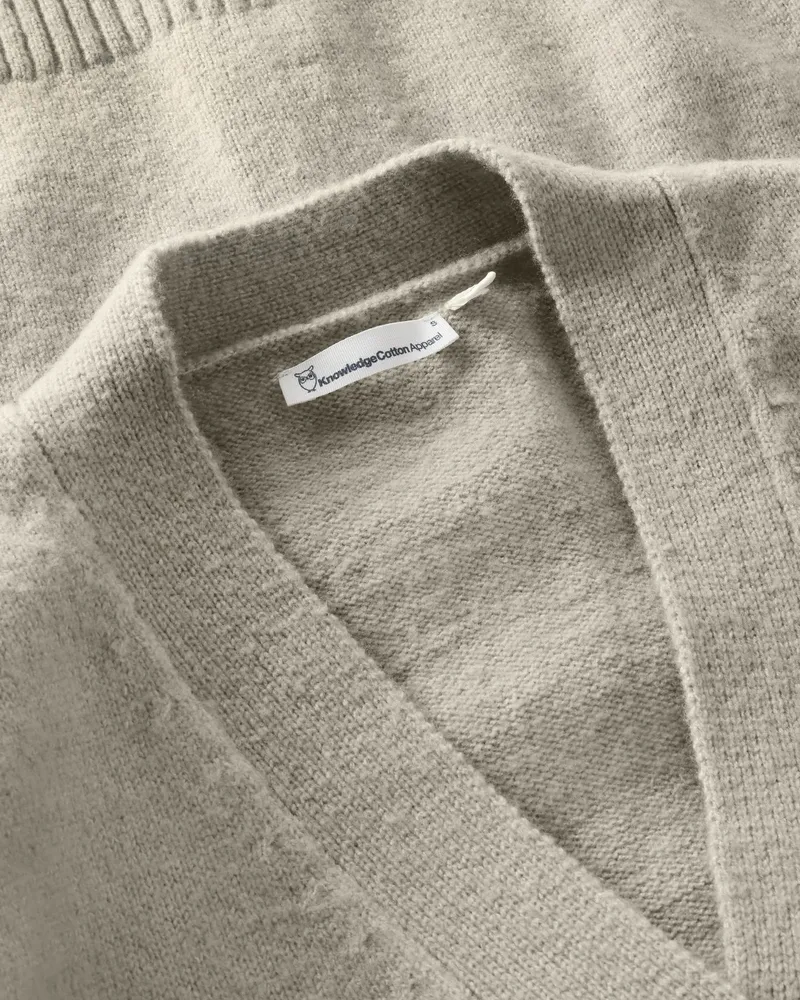 KnowledgeCotton Apparel KnowledgeCotton Apparel Damen vegan Cardigan Soufflé Garn Hell Federgrau, Grau, – Produktbild 2 von 2
