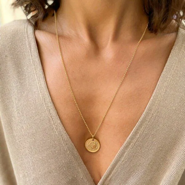 MOANINA MOANINA Kette Münze Venezia - 925 Silber/18k Gold Vermeil - 3 Längen, Silber, – Produktbild 2 von 4