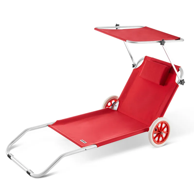Casaria® Gartenliege Kreta Rot Alu mit Rollen, Rot, – Produktbild 1 von 2