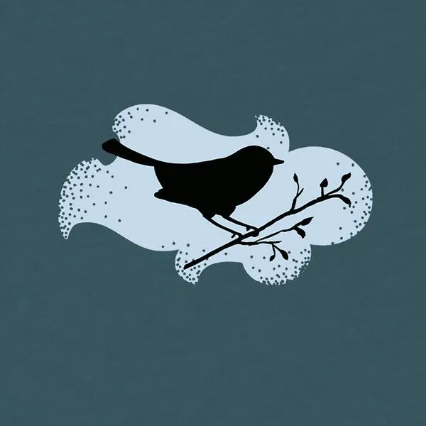 Spangeltangel Spangeltangel Damenshirt "Vogel", T-Shirt, gedrucktes Vogelmotiv, für Frauen, Biobaumwolle, Petrol, – Produktbild 2 von 3