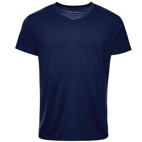 Kaipara - Merino Sportswear Kaipara - Merino Sportswear Merino Shirt Herren Kurzarm Regular V-Neck 200, Blau, – Produktbild 1 von 2