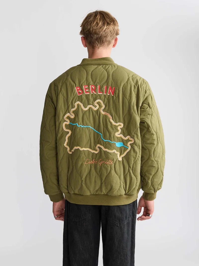 Yahmo Yahmo Herren vegan Jacke Bomber Quilted Kurt Grün, Olivgrün, – Produktbild 1 von 1