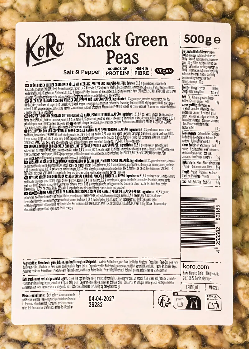 KoRo Snack Erbsen mit Salz und Pfeffer | 500 g – Produktbild 5 von 5