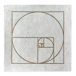 Veskor Cassiopeia Veskor Cassiopeia FIBONACCI SEQUENZ Heilige Geometrie Linoldruck | 22 × 22 cm | Gold auf Naturweiß – Produktbild 1 von 1