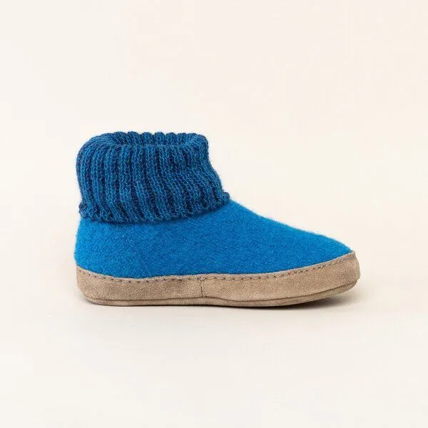 Gottstein Gottstein Kinder Hüttenschuh Alpine Boot LE - Aus reiner Bio-Schafwolle für Jungen & Mädchen mit Ledersohle, Blau, – Produktbild 5 von 6