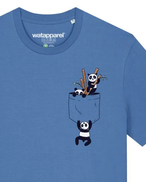 watapparel watapparel T-Shirt Unisex Pocket Pandas, Bright blue, – Produktbild 3 von 3