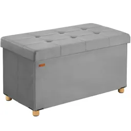Casaria® Sitzbank Grau Samt 76x38x42cm mit Stauraum faltbar – Produktbild 1 von 1