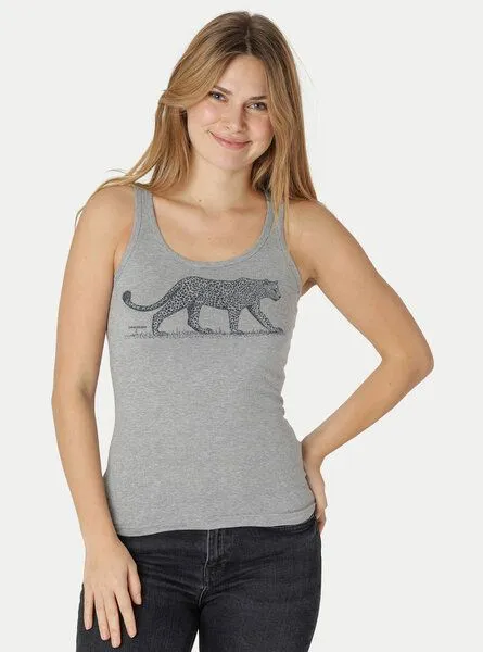 Peaces.bio - handbedruckte Biomode Peaces.bio - handbedruckte Biomode Bio-Damen-Tank Top Leopard, Hellgrau, – Produktbild 2 von 2