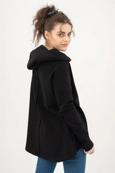 KOKOworld KOKOworld Hoodie Hug Me aus Bio-Baumwolle mit Rollkragen-Kapuze, Black (schwarz), – Produktbild 3 von 4