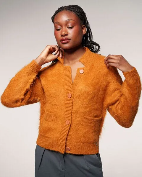 Alma & Lovis Alma & Lovis Kuschelige Wohlfühljacke aus gebrushtem Alpakastrick | Brushed Jacket, Fox (orange), – Produktbild 1 von 4