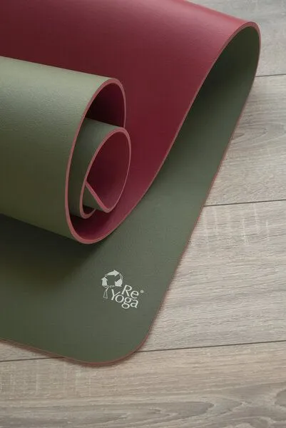 ReYoga ReYoga element STEADY 6mm - rutschfeste Yogamatte aus 100% Naturkautschuk, Gentle roots (dunkelrot/grün), – Produktbild 2 von 2