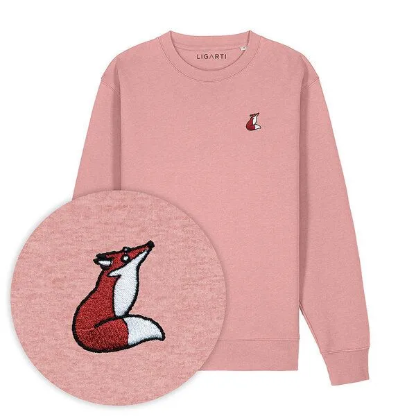 LIGARTI Bestickter Pullover – Valentina der Fuchs – LIGARTI Tiermanufaktur, Altrosa, – Produktbild 1 von 4