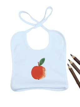 MelaDi Meladi Kinder Baby-Lätzchen aus Biobaumwolle - Apfel auf Weiß – Produktbild 1 von 1