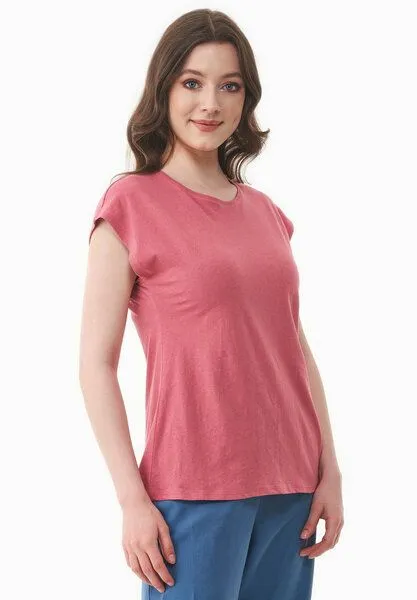ORGANICATION ORGANICATION T-Shirt aus Bio-Baumwolle und Leinen, Rosa(desert rose), – Produktbild 3 von 4