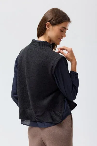 People Wear Organic People Wear Organic Strick Pullunder, Dunkelblau, – Produktbild 3 von 4
