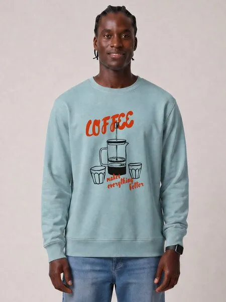 watapparel watapparel Sweatshirt Unisex Coffee makes everything better, Brown, – Produktbild 2 von 2