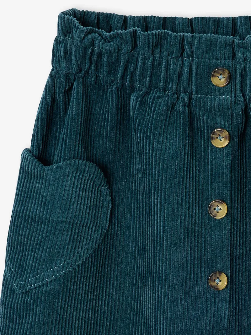 Vertbaudet Mädchen Cordrock mit Herztaschen, Pfauenblau, – Produktbild 3 von 3