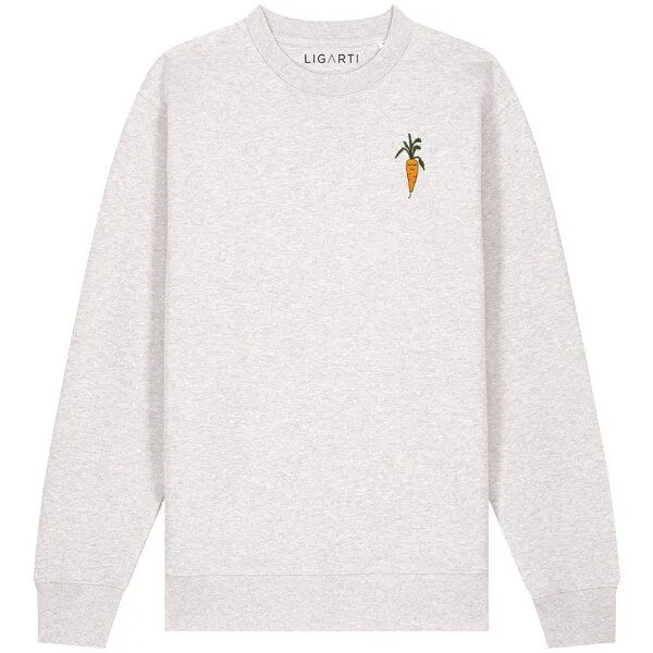 LIGARTI Bestickter Pullover – Karotte – LIGARTI Tiermanufaktur, Hellgrau, – Produktbild 1 von 2