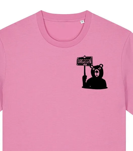 päfjes päfjes Der Bär ist DAGEGEN! Du auch? - Fair Wear Männer Unisex Bio T-Shirt Siebdruck, Bubble pink (rosa), – Produktbild 2 von 4