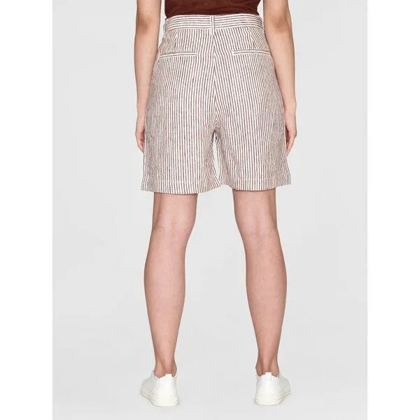 KnowledgeCotton Apparel KnowledgeCotton Apparel Weite High-Waist Shorts STRIPED POSEY aus Bio-Leinen, Braun (brown stripe), – Produktbild 2 von 4