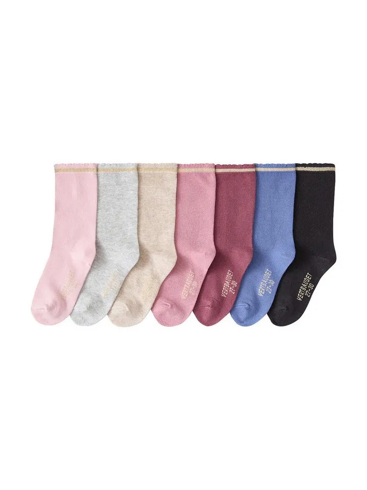 Vertbaudet Vertbaudet Socken Mädchen Socken, Glitzerstreifen BASIC 7er-Pack, Lila, – Produktbild 2 von 3