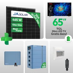 SOLPLANET PV Anlage 16,74 kWp – 36x JA 465W Black Frame JAM54D40 LR & Solplanet ASW 10kH-T3 Hybrid mit Solplanet Ai-HB G2 Pro Speicher + TCL 65" Smart TV gratis / inkl. 0 % MwSt. für Privatkunden – Produktbild 1 von 1